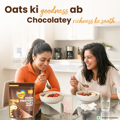 Sundrop Heart High Protein Oats| 27g Protein| Zero Added Sugar| Whey Protein Added| 12.6g Fibre| 500g| Chocolate| Added Seeds, Almonds & Raisins