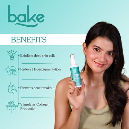 BAKE 5% Glycolic Acid Toner with Hyaluronic Acid | Targets Hyperpigmentation | Pore Tightening Toner for Face & Underarms | For Combination, Oily, Acne Prone Skin | Alcohol Free Toner | 100ml
