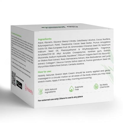 Healofy Stretch Marks Cream for Pregnancy & Post-Delivery | Reduces Stretch Marks & Scars | Blend of Oil & Butters | With Aloe Vera, Shea. Cocoa, Coconut & More| Pack of 1-100 grams