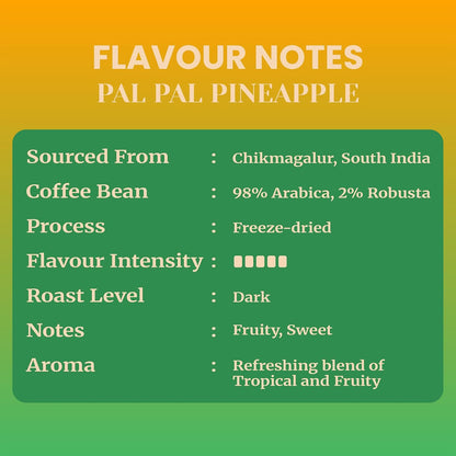 Impulse Coffees Pal Pal Pineapple Instant Coffee Powder|Fruity,Sweet Aroma Flavoured Coffee|Dark Roasted Arabica Coffee Powder|Tropical & Fruity Instant Coffee Premix|Ideal Hot & Cold Coffee Mix|50 Gm