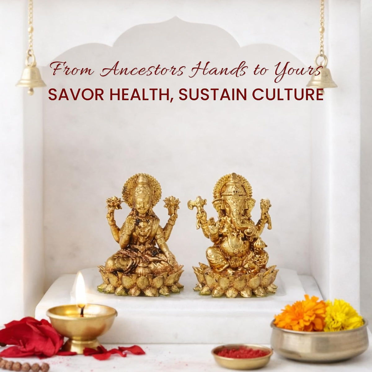 Brass Lakshmi Ganesh Idol Set on Marble Base | Laxmi Ganesh Murti for Pooja, Home Temple & Mandir | Hindu God Brass Statue (Design 01: L8 x W5 x H4 cm)