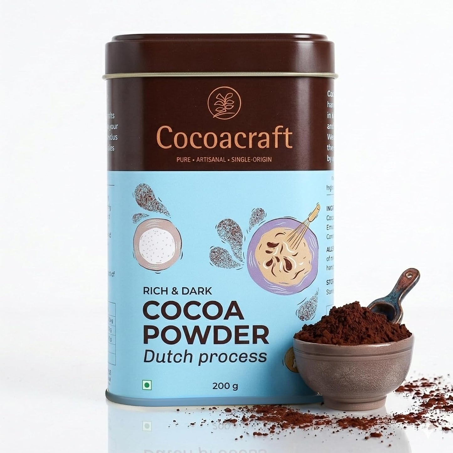 Natural & Dutch Process Cocoa Powder (200g, Unsweetened Dark Cocoa)