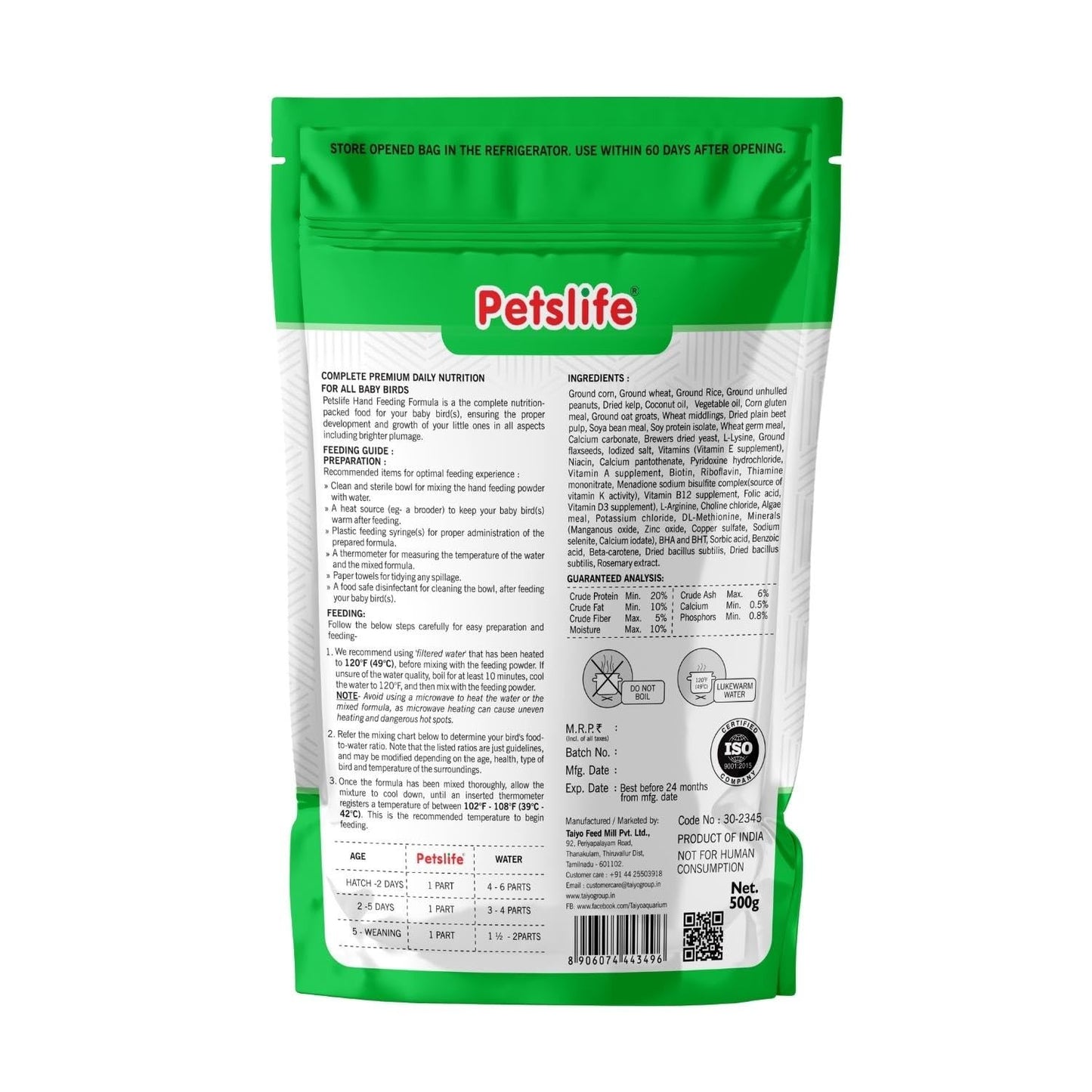 Petslife Baby Hand-Feeding Bird Food Seeds, 500G