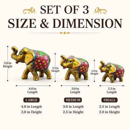 DreamKraft Paper Mache Elephant Showpiece, Yellow, Set of 3