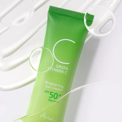 Ariul Green Vitamin C Brightening Sun Cream SPF50+ PA++++ 50ml | Korean Sunscreen for UV Protection, Hydration No White Cast, Smooth Finish
