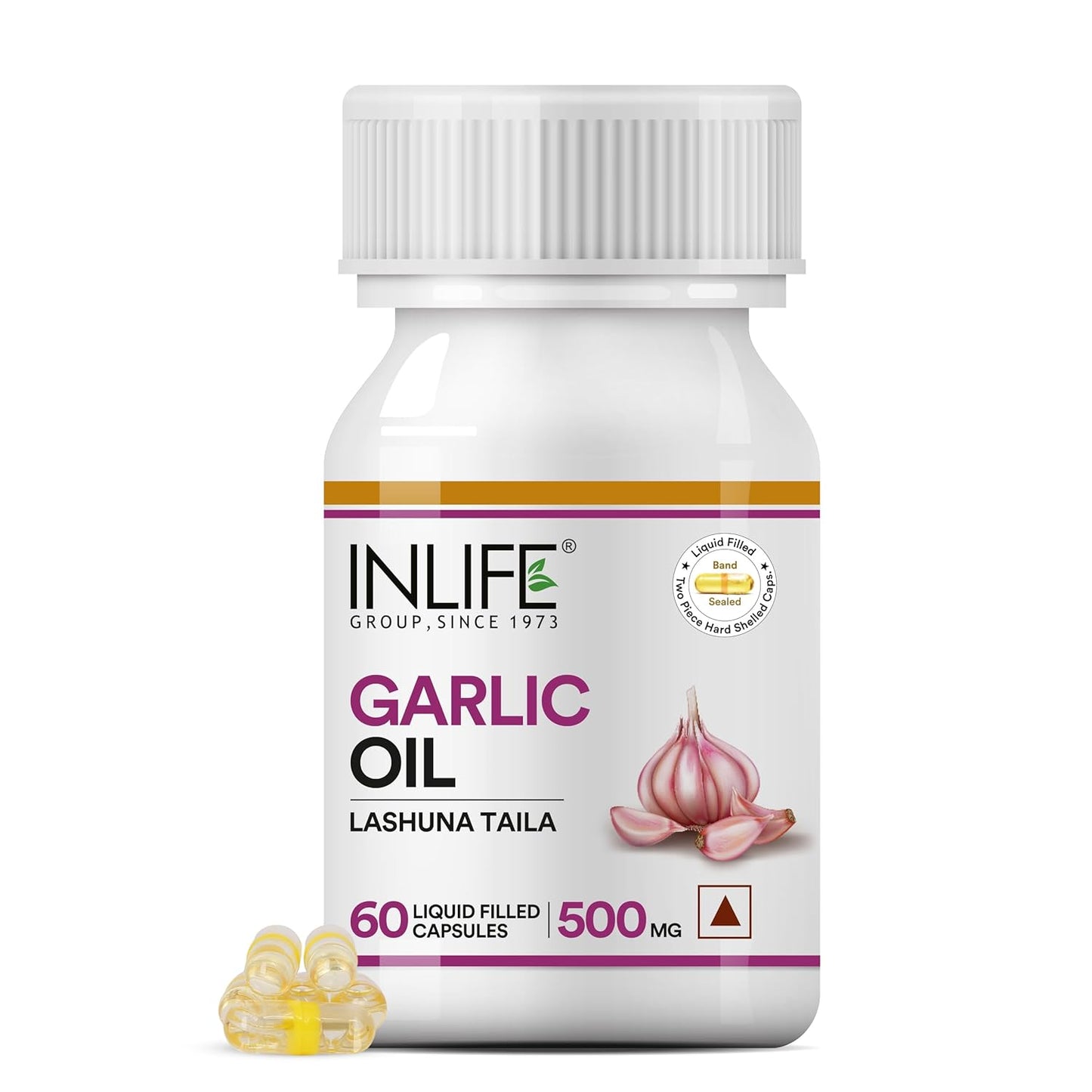 INLIFE Garlic Oil Capsules for Heart Health and Immune Support for Men and Women - 60 Liquid Filled Capsules