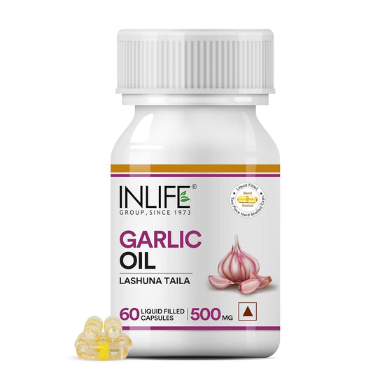INLIFE Garlic Oil Capsules for Heart Health and Immune Support for Men and Women - 60 Liquid Filled Capsules