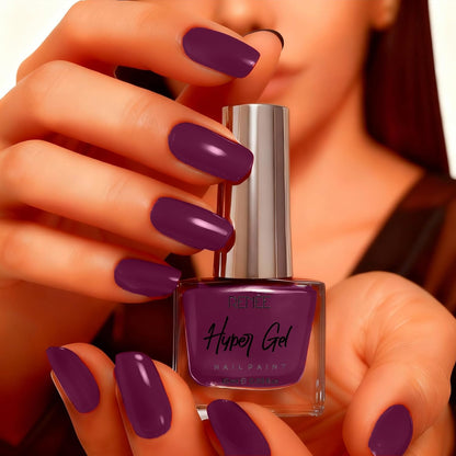 RENEE Hyper Gel Nail Paint - Plum CrushQuick Drying, Glossy Finish, Long Lasting, Chip resisting Formula with High Shine Polish, Acetone & Paraben Free, 10ml