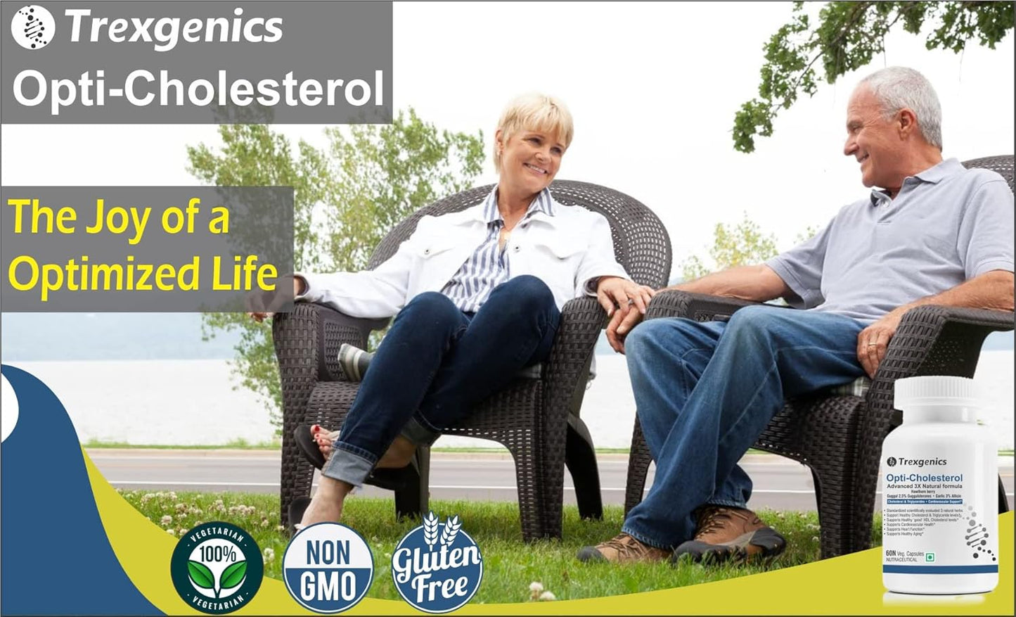 Trexgenics OPTI-CHOLESTEROL Support 3X Herbs, Cardiovascular, Blood Pressure, Triglycerides Support VEGAN & NON-GMO (60 Veg. Capsules) (Pack of 1)