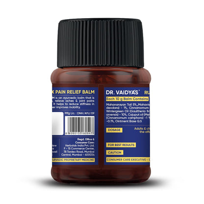 Dr. Vaidya's Rumox Pain Relief Balm | For Head Ache, Body Pain, Joint & Muscle Pain | Mix Of Oils - Mahanarayan, Cajuput, Wintergreen | (50g Each)