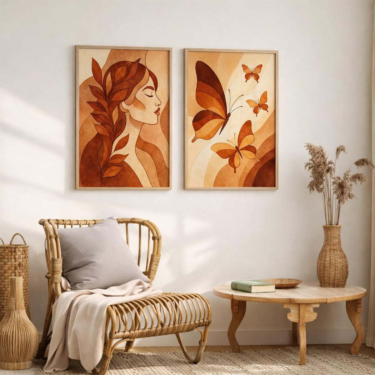Modern Art Wall Painting Set of 2 for Living Room | Premium HD Printed Wall Frames for Bedroom, Office & Home Decor | Minimalist Contemporary Wall Art (Ready to Hang) (M.6, 13x19 inches)