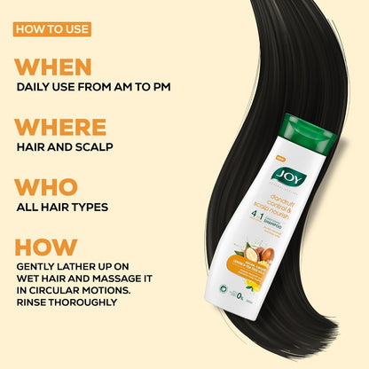 Joy Anti Dandruff Shampoo with Tea Tree, Ginger & Lemon for Dry & Itchy Scalp (340ml) | 4 in 1 Conditioning Shampoo for Dandruff Control & Soft Hair | Vegan & Paraben Free | For Men & Women