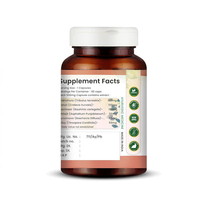 Prostate Support Capsules | Promotes Prostate & Urinary Health | Supports Male Vitality & Hormonal Balance | With Saw Palmetto, Gokshura & Shatavari | 60 Veg Capsules