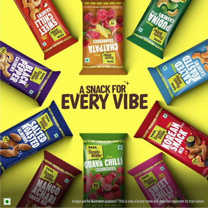 Tata Simply Better Punchy Pudina Style Cashews, 23g (Pack of 5), Rich in Protein, Party Snack, Delicious Kaju Nuts, Ready To Eat Snack, No Palm Oil, No Trans Fat