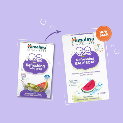 Himalaya Refreshing Baby Soap for Summers - 125g | Aquafresh Complex with Watermelon & Neem for Protection Against Sweat & Irritation | Free From Harsh Chemicals | #1 Doctor Recommended Brand