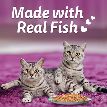 Whiskas Tasty Mix Adult (1+ year) Wet Cat Food, Seafood Cocktail Wakame Seaweed in Gravy, 70 g, Cat Food Made with Real Fish, Complete & Balanced Nutrition for Adult Cats