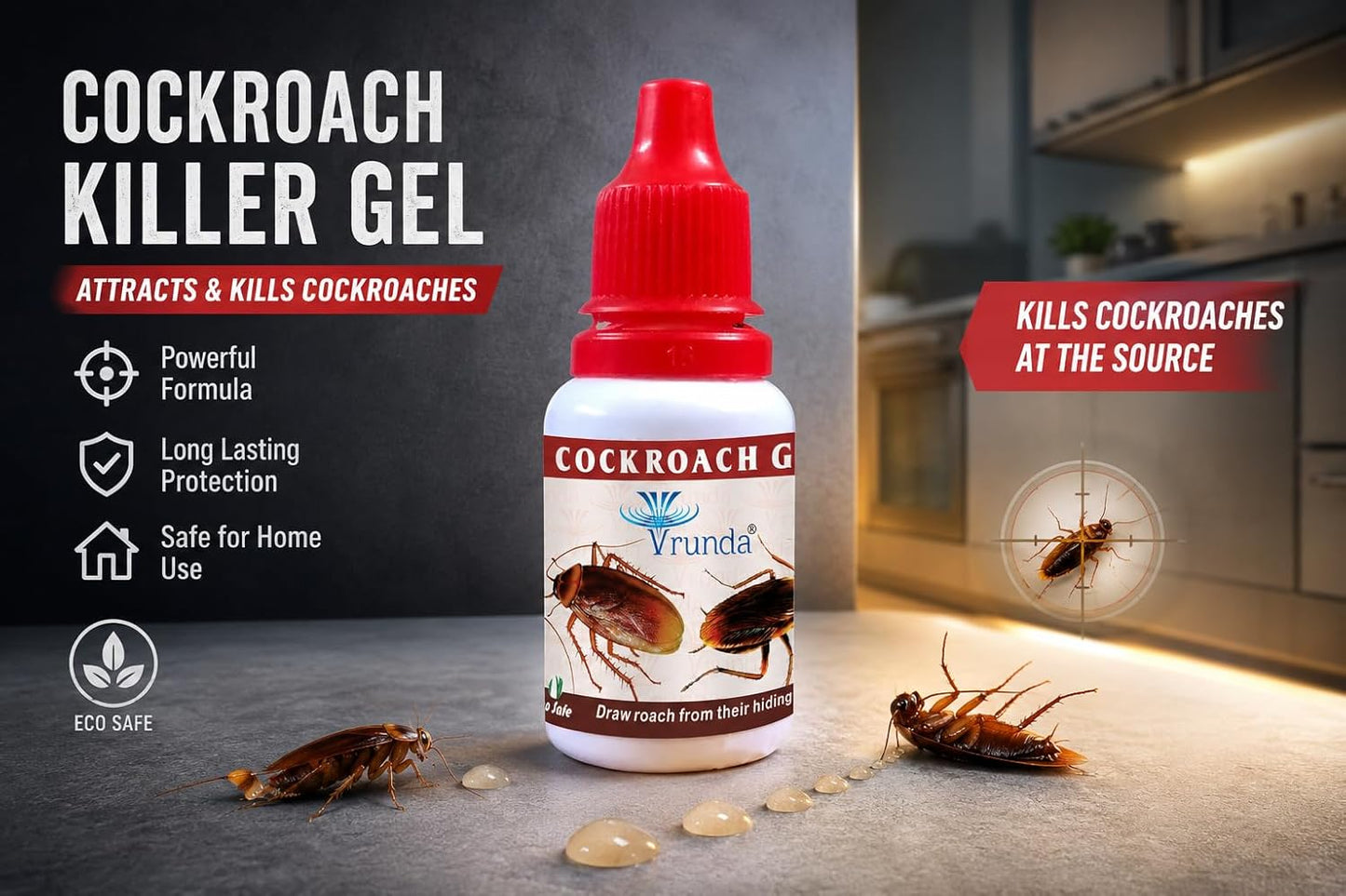 Vrunda Anti Roach Cockroach Killer Gel Pack of 2 (2 * 20gm)