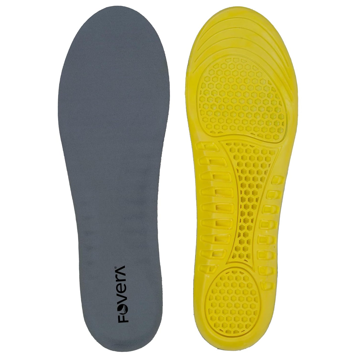 FOVERA Arch Support Gel Insoles for Men & Women – Premium Soft Shoe Insoles with Massaging Gel Technology, Micro-Shock Absorption, Breathable Fabric Top, for Walking, Running & Daily Wear