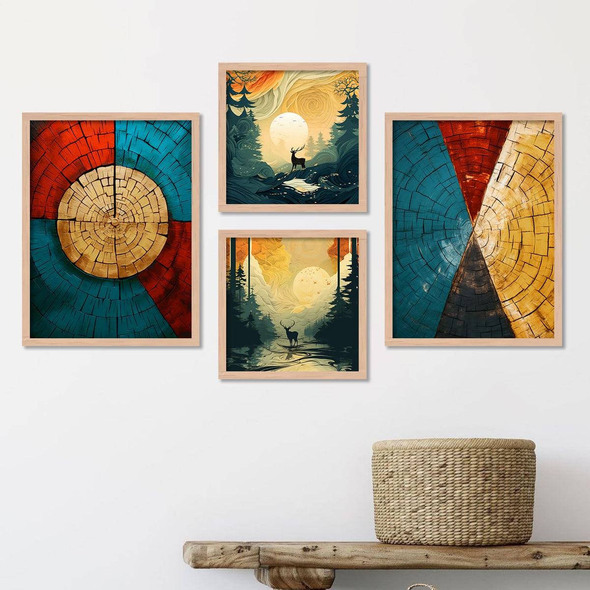 Aesthetic Art Home Decoration Painting | Paintings With Frame For Living Room Bed Room Hotel Wall Decor Digital Reprint Set of 4