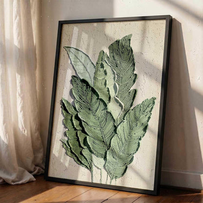 Floral Art leaf Wall Painting Home Decoration With Frame For Living Room Bed Room Hotel Wall Decor Digital Reprint Engineered Wood (13X17 INCH)