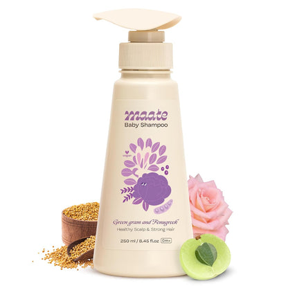 Maate Baby Shampoo (250 ml) | Deep Cleanses, Nourishes Scalp & Hair | With Ayurvedic Herbs like Shikakai & Amla | Baby Shampoo For Kids 0-12 Years | Baby Hair Shampoo | Tear Free & Chemical Free