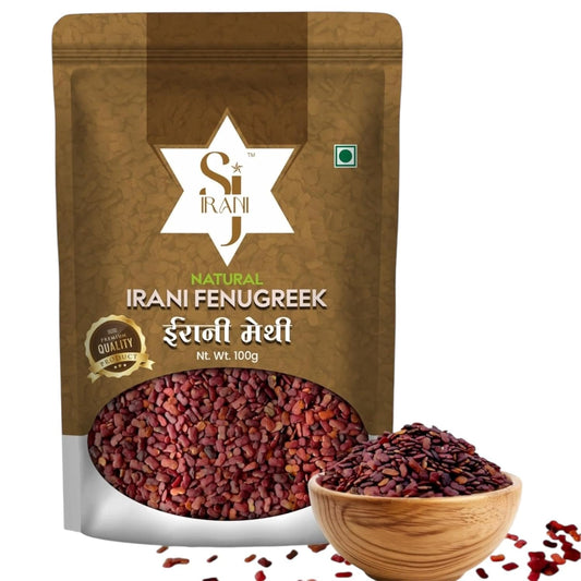 SJ IRANI Irani Methi Brown Fenugreek Whole Seeds 100G Pouch Packing