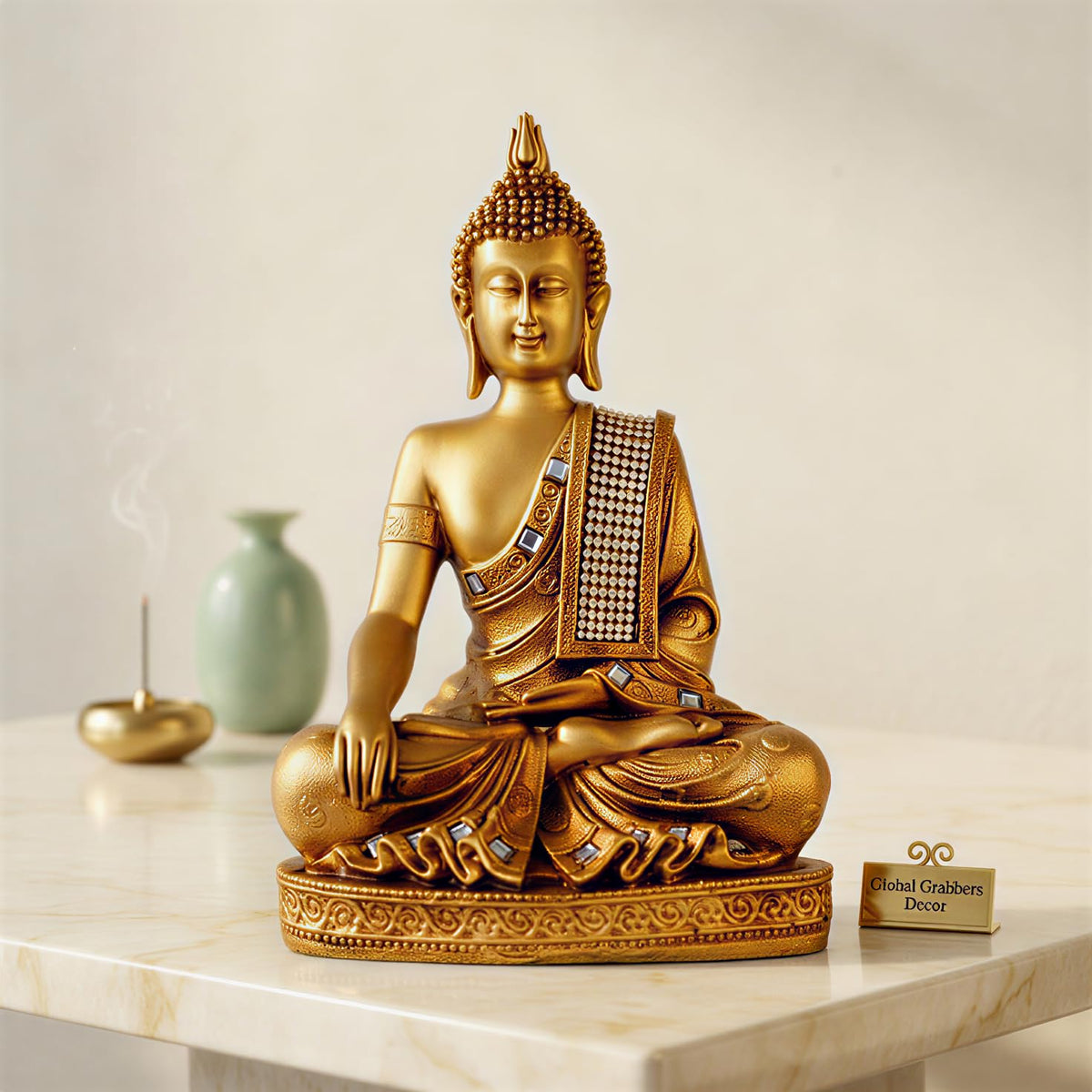 Buddha Idol Statue | Home Decoration Items for Living Room (GOLDEN4)