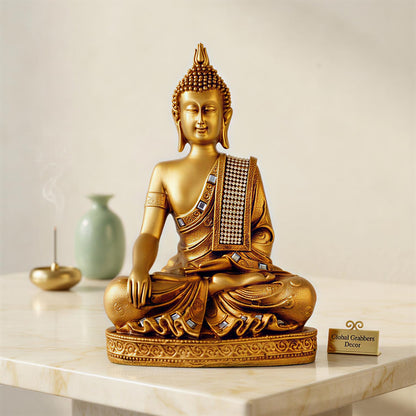Buddha Idol Statue | Home Decoration Items for Living Room (GOLDEN4)