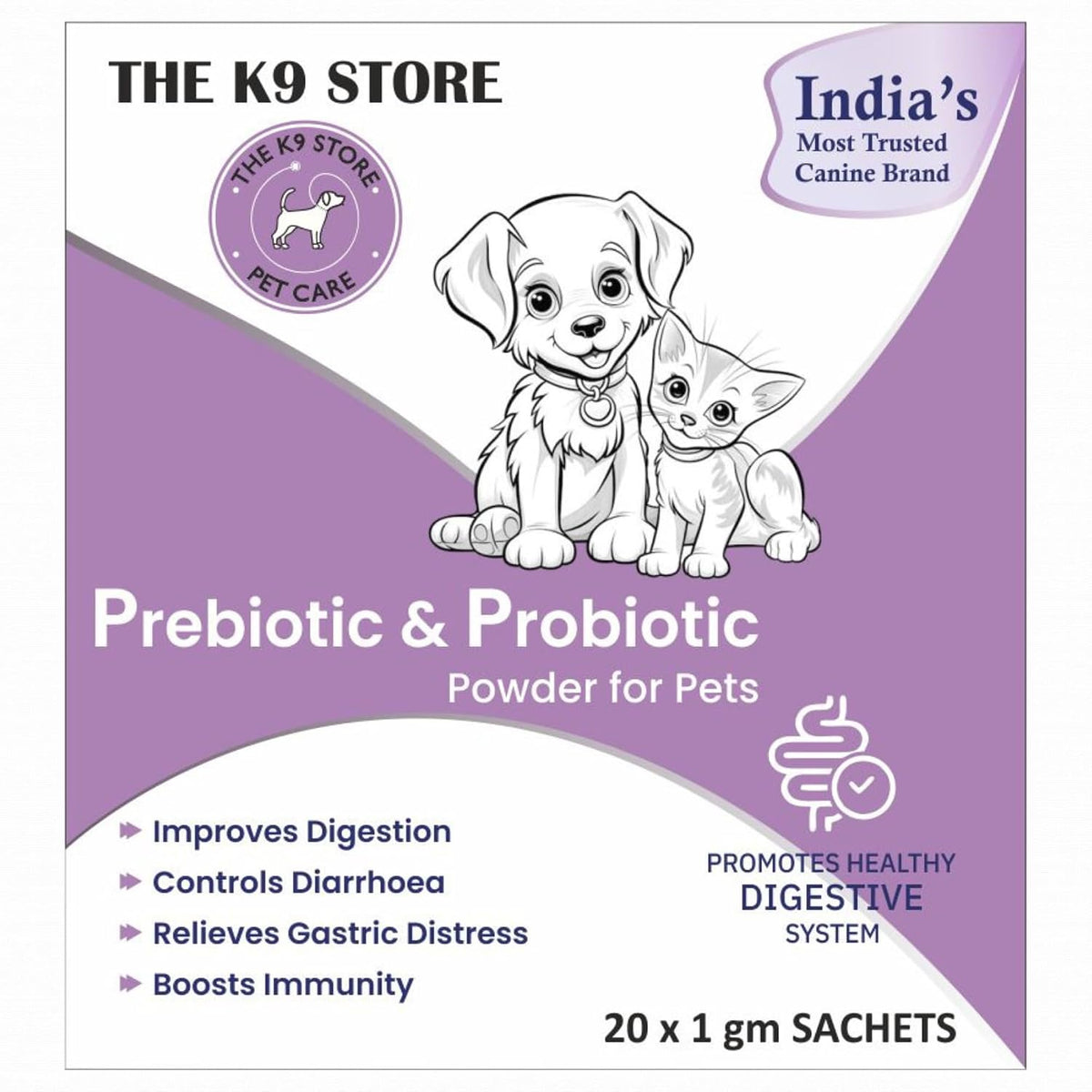 The K9 Store Prebiotics & Probiotics for Dogs & Cats | Gut Health Supplement Powder for Digestive Support | Supports Healthy Digestion, Balanced Gut Flora & Immunity | Dog & Cat Supplement