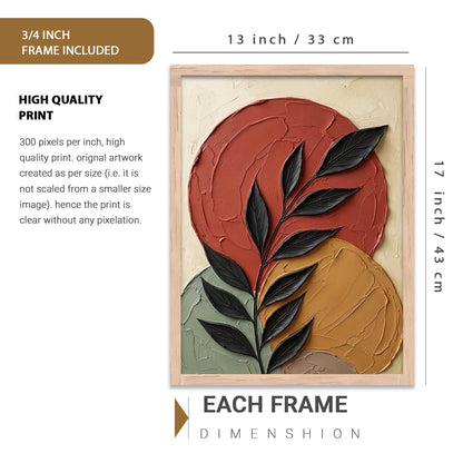 Aesthetic Botanical Art Home Decoration Painting | Floral Paintings With Frame For Living Room Bed Room Hotel Wall Decor Digital Reprint (13x17 inch)