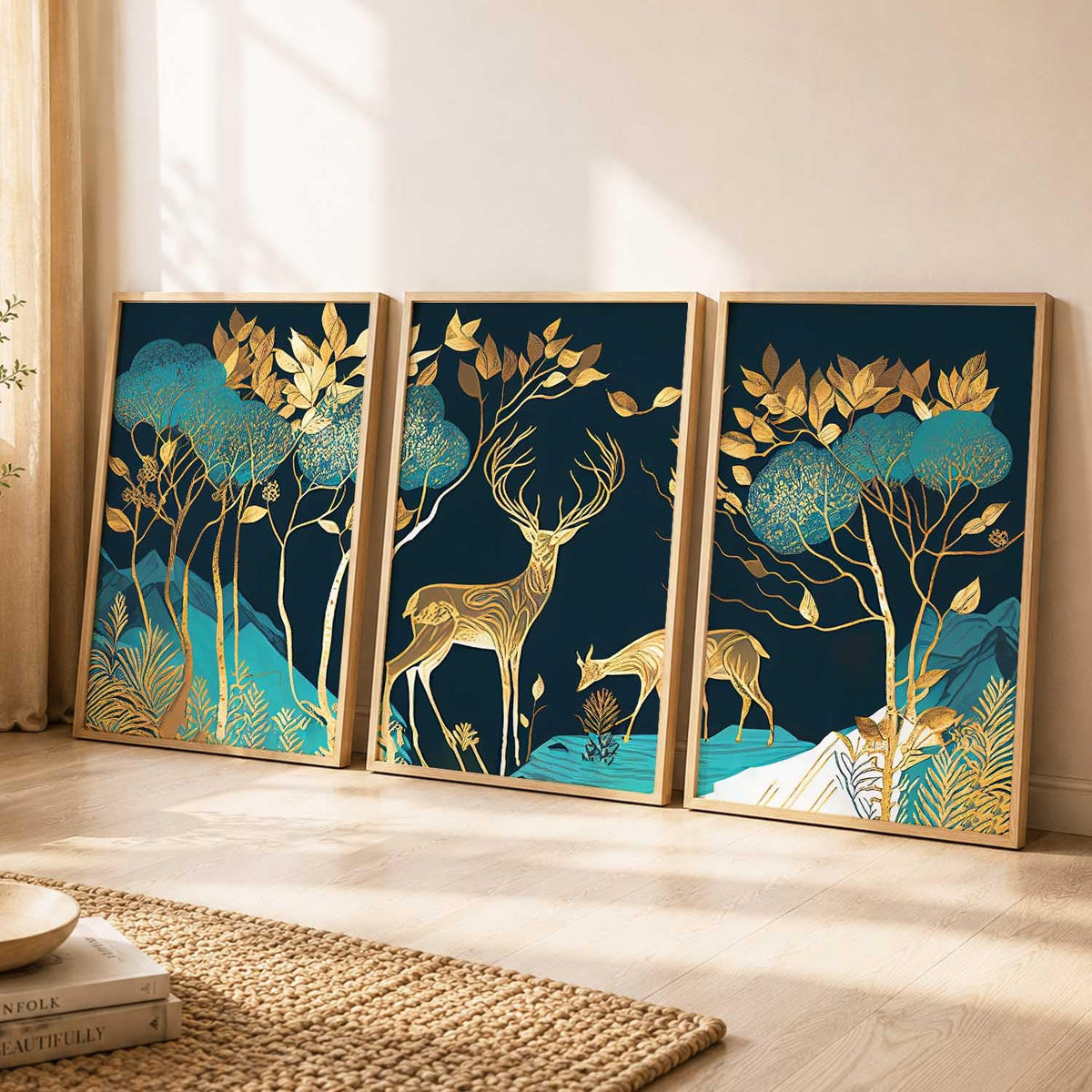 Wood Painting For Wall Decoration - Modern Art Wall Decor Framed Painting For Living Room Bedroom - Framed Wall Posters/Paintings With Frame Set of 3 (Art 12, 10x13 inch)