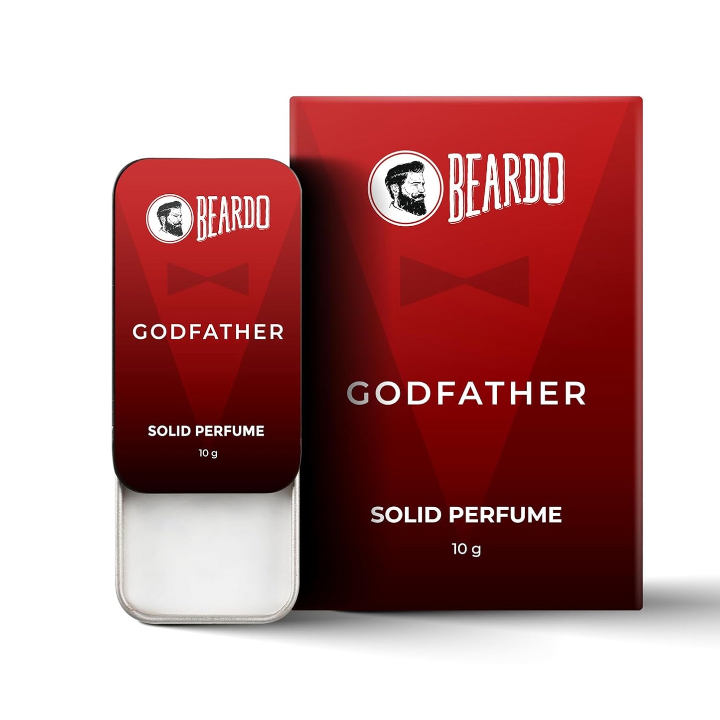 Beardo Godfather solid perfume packaging on a white background