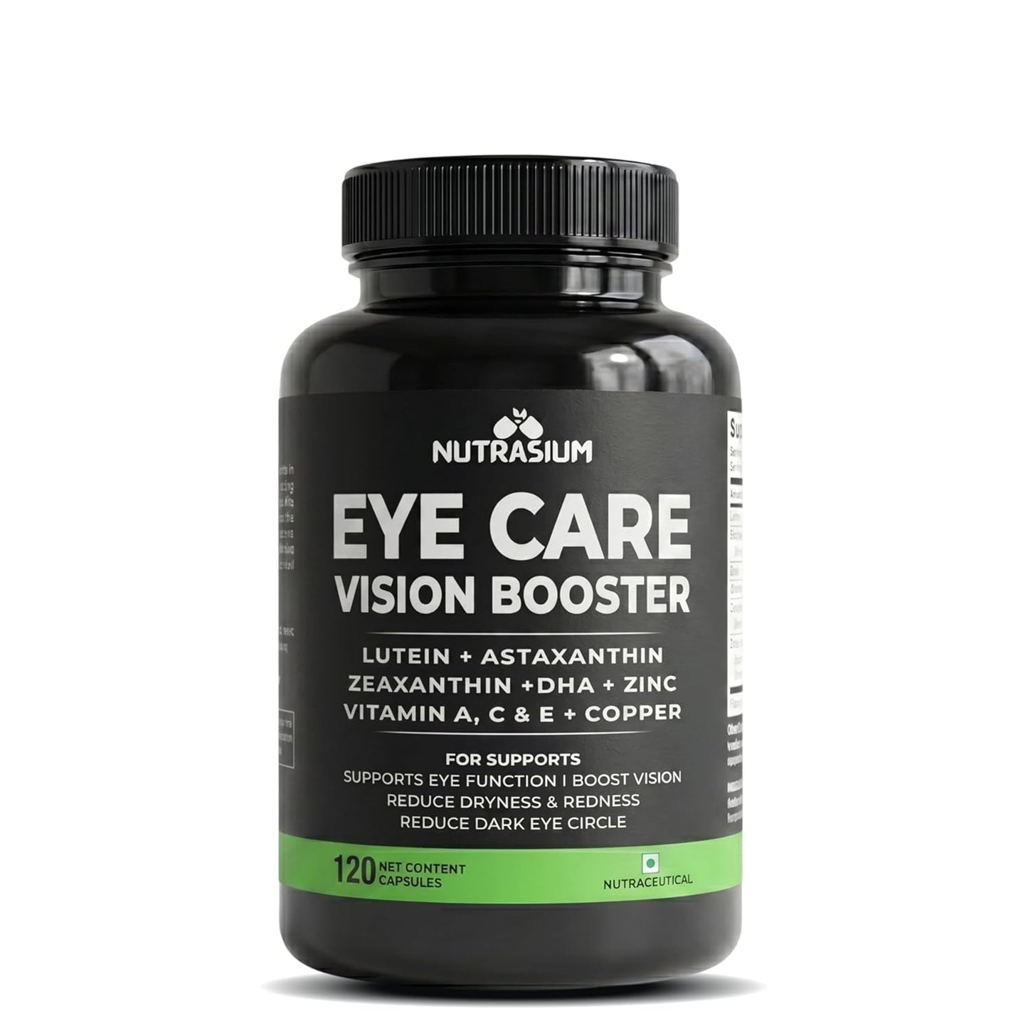 Nutrasium Eye Care | Lutein, Zeaxanthin Astaxanthin Eye Supplement | Supports Healthy Vision, Helps Reduce Digital Eye Strain & Fatigue from High Screen Time for Men, Women & Students (120-Capsules)
