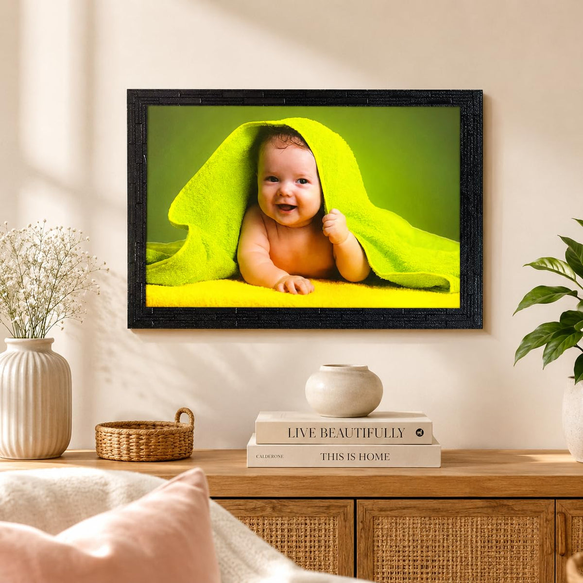 'Cute Baby' UV Art Painting (Synthetic Wood)| Ready to Hnag - (13.5 x 19.5 inch, Multicolor)