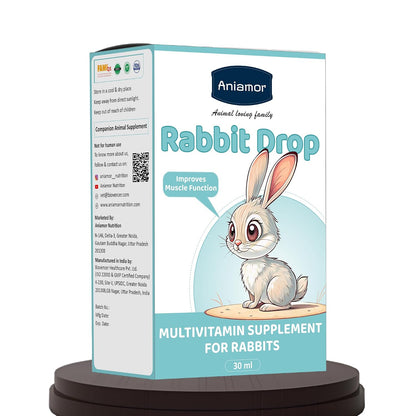 Aniamor Rabbit Multivitamin Drops 30 ml | Biotin, Vitamins A, C, D3, E & B-Complex | Daily Nutritional Supplement for Rabbits | Apple Flavour | All Life Stage