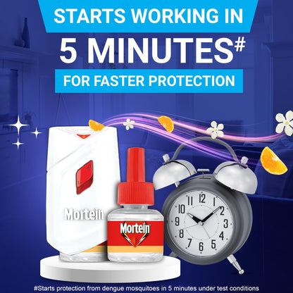 Mortein 45ml x 3 Refills With The Pleasant Fragrance of Mandarin & Neroli Liquid| Fits All Machines | Smartplus Mosquito Killer | 100% Protection from Mosquitoes | Insect & Mosquito Repellent
