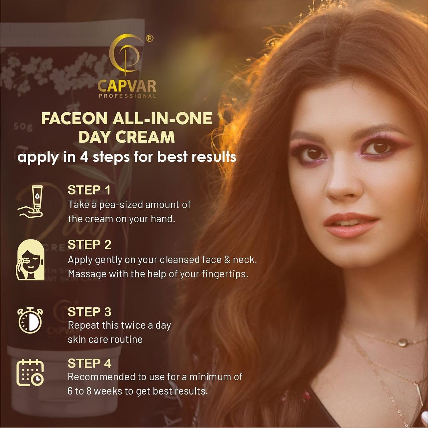 Faceon All In One Herbal Day Cream 50gm With SPF 20+ Instant Skin Care | Paraben and Sulphate Free | Normal, Oily, Dry and Combination Skin l
