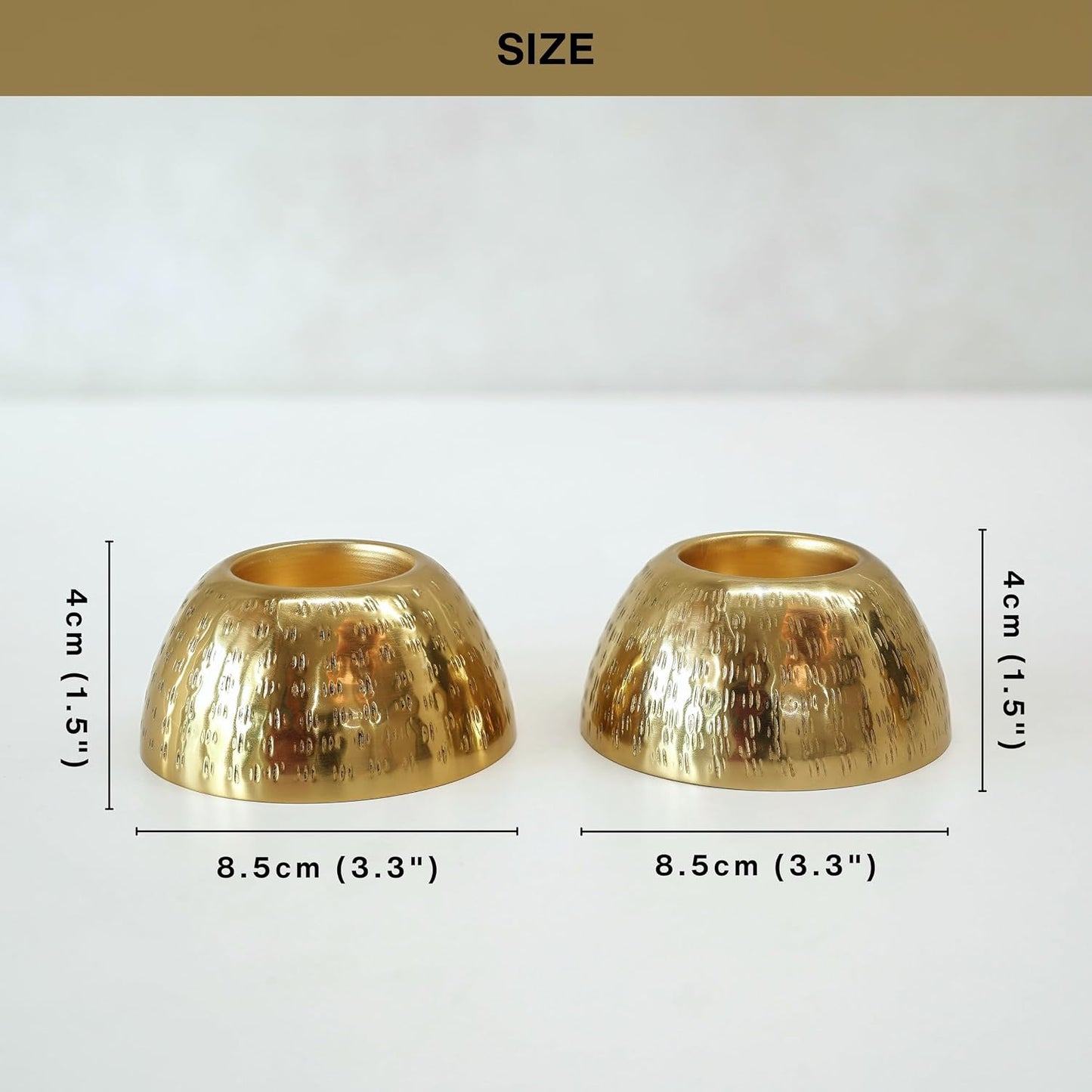 BEHOMA Pebble Bowl Metal Pack of 2 Tealight Candle Holders Set - Gold