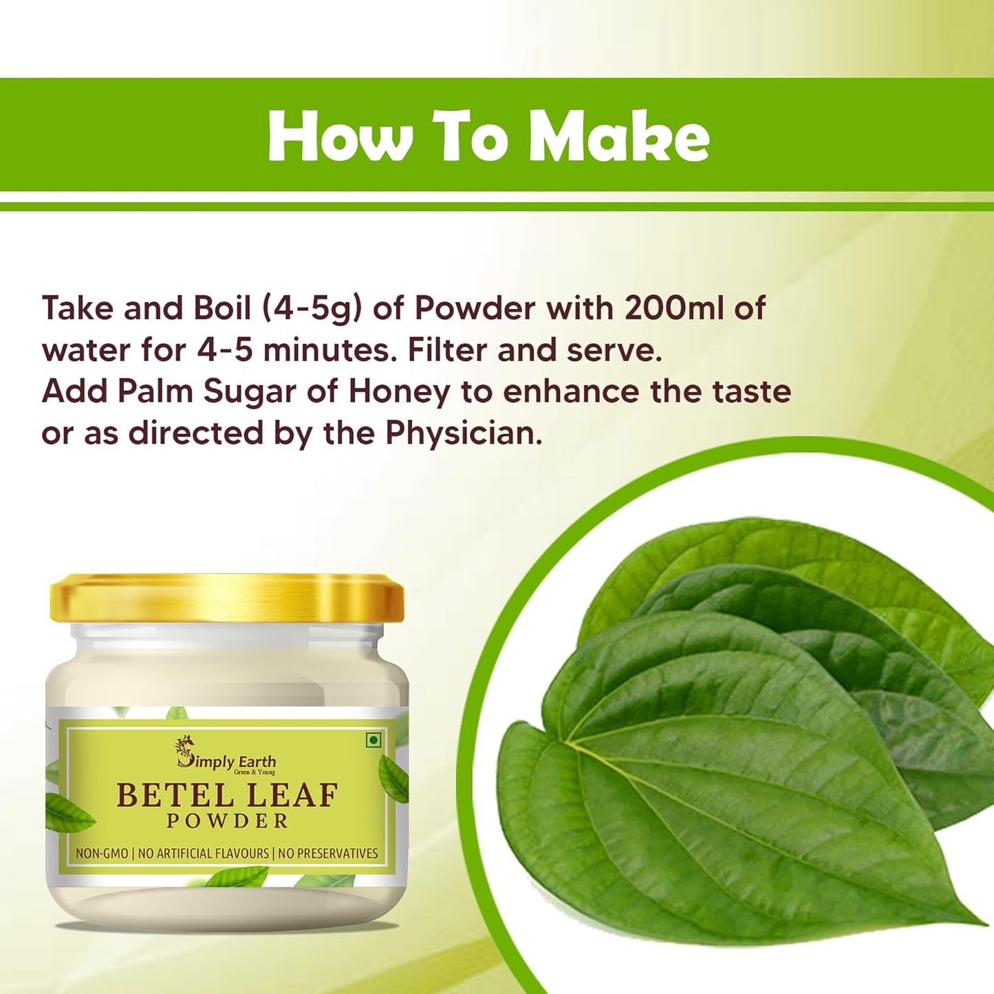 Simply Earth Organic Betel Leaf Powder | Paan Leaf Powder | Vetrilai | Banarasi Paan Powder - 100 GM