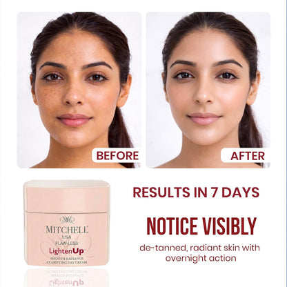 Mitchell USA Flawless Lighten Up Radiance Day Cream 50g | Moisturizer Cream | Peony, Alpha Arbutin, Niacinamide & Shea Butter | UVA/UVB Protection | Brightening Face Cream for Men & Women Daily Use