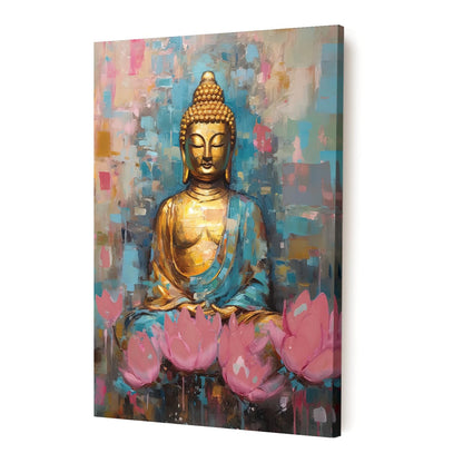 Lord Buddha Painting for Living Room, Buddha wall Art Painting for living room, Bedroom, office and Home, Canvas, 16x22 Inch