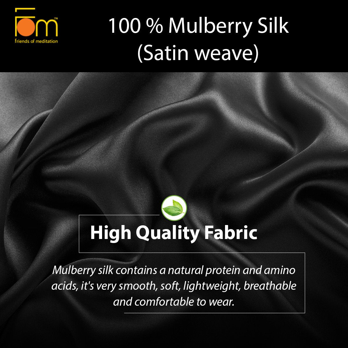 Friends of Meditation ® 100% Mulberry Silk, Super Smooth Sleep Mask And Blind Fold (Navy Blue)