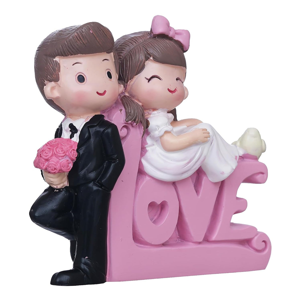 eCraftIndia Valentine Gift for Girlfriend Boyfriend | Love Cute Couple Statue Decorative Showpiece (Resin) Valentine Day Gift for Husband Wife Her Him Valentines Day Decoration Items