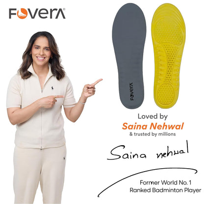 FOVERA Arch Support Gel Insoles for Men & Women – Premium Soft Shoe Insoles with Massaging Gel Technology, Micro-Shock Absorption, Breathable Fabric Top, for Walking, Running & Daily Wear