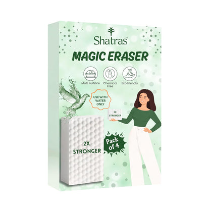 Shatras Magic Eraser Cleaning Sponge – Multipurpose Melamine Foam Stain Remover Foam for Walls, Kitchen, Bathroom, Tiles & Shoes | Just Add Water Stain Remover (Pack of-4)