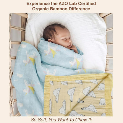 DOTMOM Premium Bamboo 6 Layered Baby Blanket – Hypoallergenic, Antibacterial & Highly Breathable, Super Soft Receiving Wrapper for Newborn Girls & Boys, Baby Essential Bedding – 0 to 3 Years