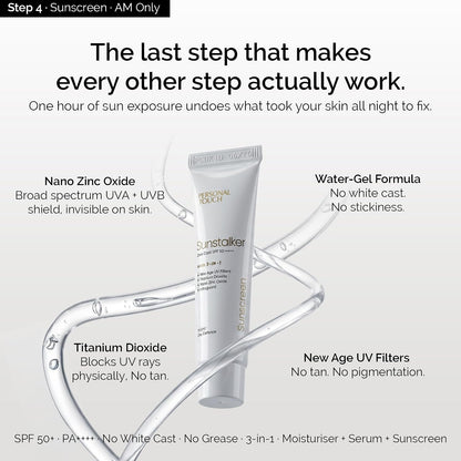 Personal Touch Complete Trial Kit – Dry Defence Therapy for Dry & Sensitive Skin | Cetabath Face Cleanser, Snail Mucin Serum, Skindam Barrier Repair Moisturizer & SPF 50 Sunscreen
