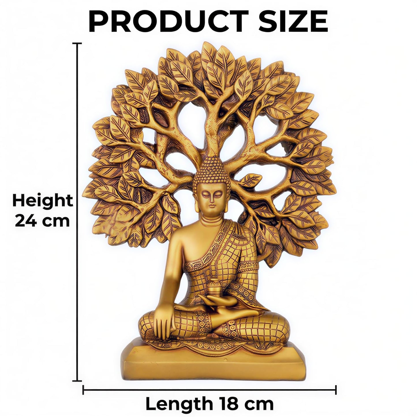Global Grabbers Buddha Statue Showpiece Idol Home Decor Decoration Items for Living Room and Gifts (GOLDEN4)