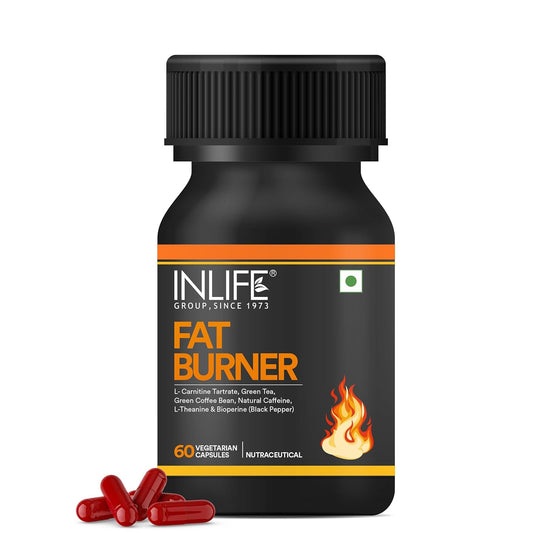 INLIFE Fat Burner Supplement for Men Women with L-Carnitine, Green Tea, Green Coffee Bean, Natural Caffeine, L-Theanine, Bioperine - 60 Vegetarian Capsules (Pack of 1, 60)
