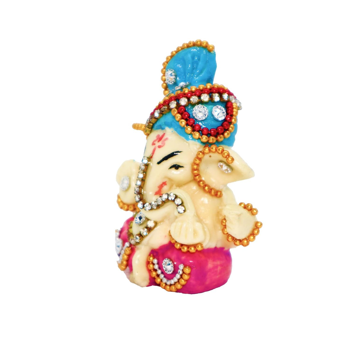 Ganesh Murti for Home & Office Decor, Ganesha Hand Crafted Best Car Dashboard Room Decoration Item (Pagdi Ganesha)